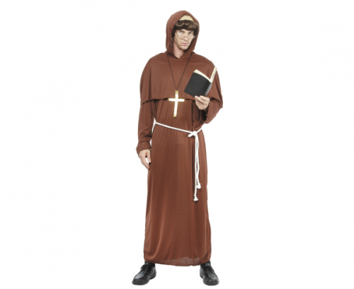 Monk role-play set (hooded robe, belt, cross), size L