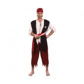 Pirate role-play set (shirt with attached vest, belt, pants, headpiece), size L