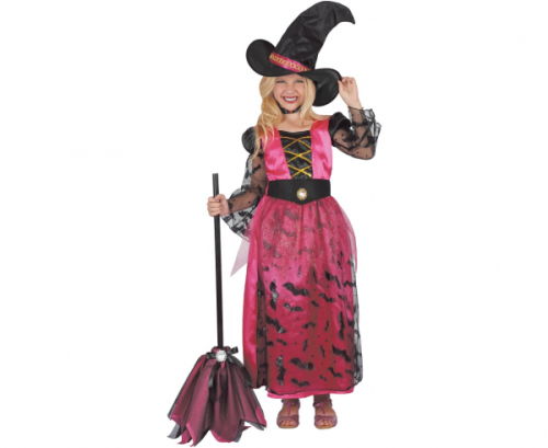 Costume for children Pink Witch (dress, hat, choker), size 110/120