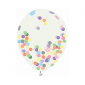 Hēlija formulas baloni, caurspīdīgi, konfeti asorti, 12&quot;, 4 gab.