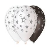 Balloon Premium Hel stars silver, 13 inches/ 6 pcs.