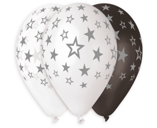 Balloon Premium Hel stars silver, 13 inches/ 6 pcs.