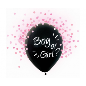 Hēlija formulas baloni Boy or Girl, rozā konfeti, 12&quot;, 4 gab.