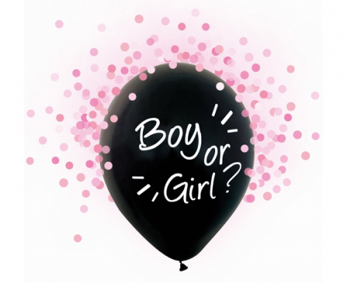 Hēlija formulas baloni Boy or Girl, rozā konfeti, 12&quot;, 4 gab.