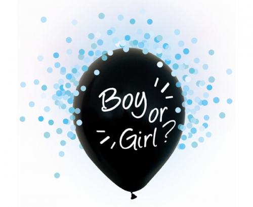 Baloni zēnam vai meitenei, zili konfeti, 12&quot;, 4 gab.