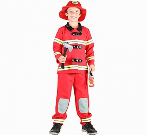 Costume for children Fire Fighter (jacket, pants, hat), size 120/130