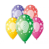 Balloons with overprint 9, assorted, 13