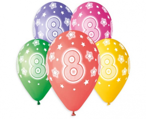 Balloons with overprint 8, assorted, 13 Balloons with overprint 8, assorted, 13