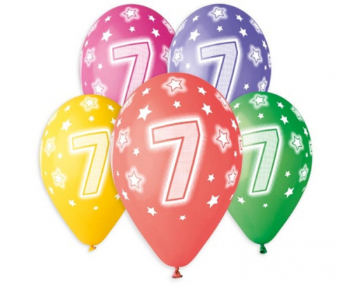 Balloons with overprint 7, assorted, 13