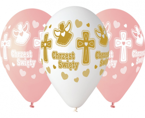 Balloon Premium Hel Baptism Chrzest święty girl, 13 inches / 5 pcs.