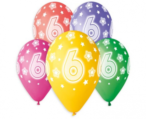 Balloons with overprint 6, assorted, 13 Balloons with overprint 6, assorted, 13