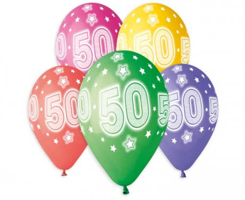 Balloons with overprint 50, assorted, 13 Balloons with overprint 50, assorted, 13