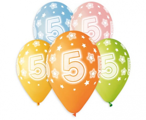 Balloons with overprint 5, colorful, 13 Balloons with overprint 5, colorful, 13