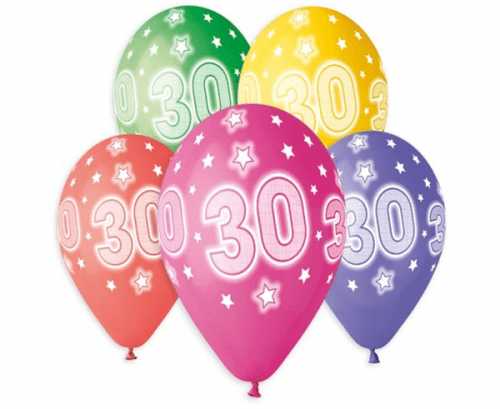 Balloons with overprint 30, assorted, 13 Balloons with overprint 30, assorted, 13