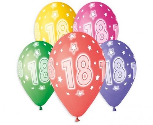 Balloons with overprint 18, assorted, 13 Balloons with overprint 18, assorted, 13