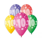 Balloons with overprint 10, assorted, 13
