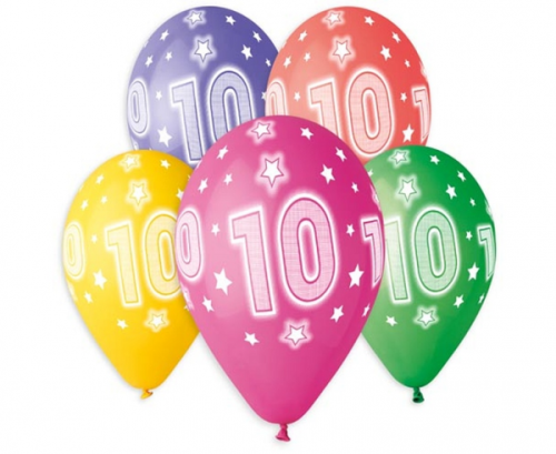 Balloons with overprint 10, assorted, 13 Balloons with overprint 10, assorted, 13