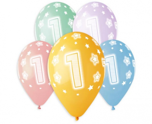 Balloons with overprint 1, assorted, 13