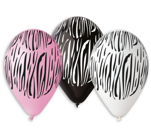 Premium baloni &quot;Zebra Strips&quot; , 12&quot; / 6 gab