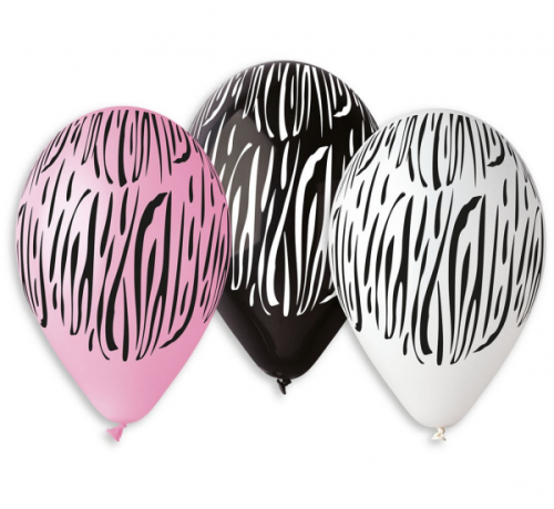 Premium baloni "Zebra Strips" , 12" / 6 gab Premium baloni "Zebra Strips" , 12" / 6 gab