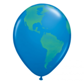 Balloons QL 11 inches with Earth printing, pastel dark blue / 25 pcs.