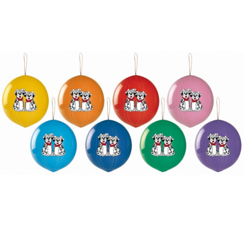 Balons GPBD1, pastelis, bumbiņas forma, ar Dalmācijas suņiem, 50 gab