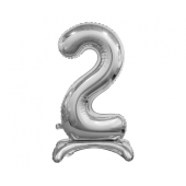 B&amp;C stāvošs folijas balons Digit 2, sudrabs, 74 cm