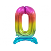 Стоячий воздушный шар из фольги B&amp;C Digit 0, цвет радуги, 74 см