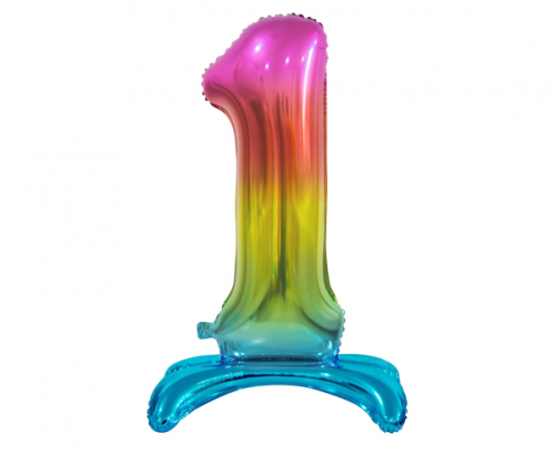 B&amp;C stāvošs folijas balons Digit 1, varavīksnes krāsa, 74 cm