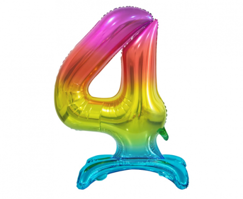 B&amp;C stāvošs folijas balons Digit 4, varavīksnes krāsa, 74 cm