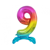 Стоячий воздушный шар из фольги B&amp;C Digit 9, цвет радуги, 74 см