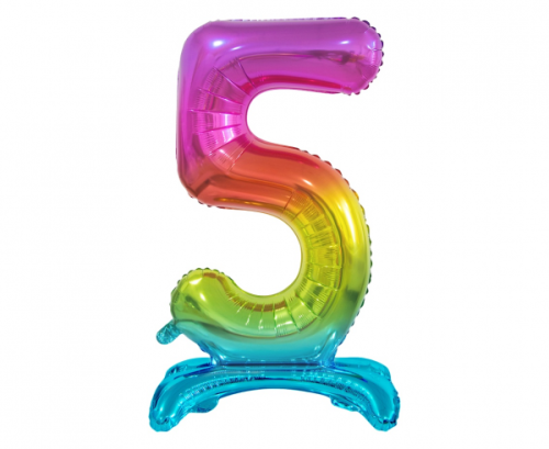 B&amp;C stāvošs folijas balons Digit 5, varavīksnes krāsa, 74 cm