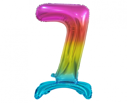 B&amp;C stāvošs folijas balons Digit 7, varavīksnes krāsa, 74 cm