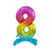 B&amp;C stāvošs folijas balons Digit 8, varavīksnes krāsa, 74 cm