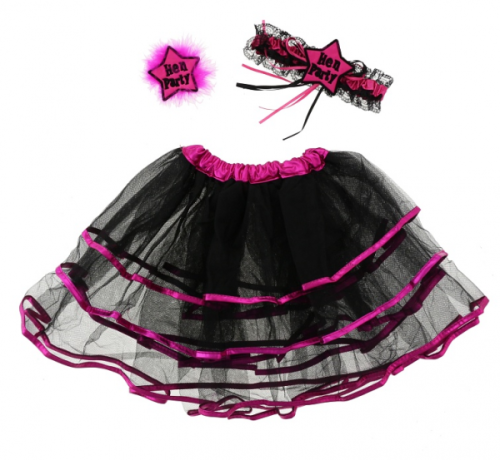 Hen Party set, black skirt (skirt, garter, brooch)