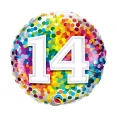 Balon foliowy 18 cali QL RND Rainbow confetti 14