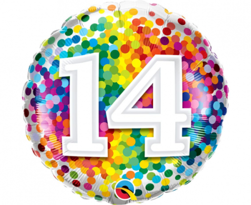 Balon foliowy 18 cali QL RND Rainbow confetti 14