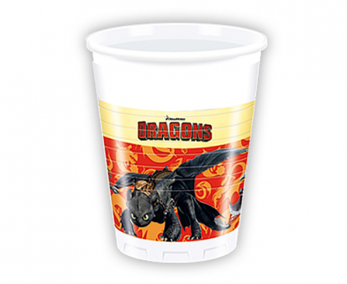 Plastic cups Dragons, 200 ml, 8 pcs