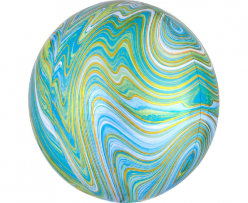 Foil balloon ORBZ Marblez - blue and green ball