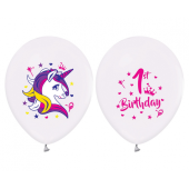 Воздушные шары для первого дня рождения (единороги), 12 дюймов / 5 шт.