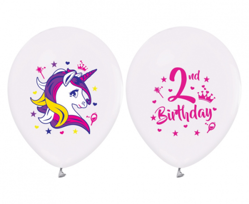 2. dzimšanas dienas baloni (vienradži), 12&quot; / 5 gab.
