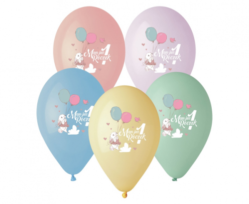 Premium baloni 1. dzimšanas dienai (Trusis), 13&quot; / 5 gab.