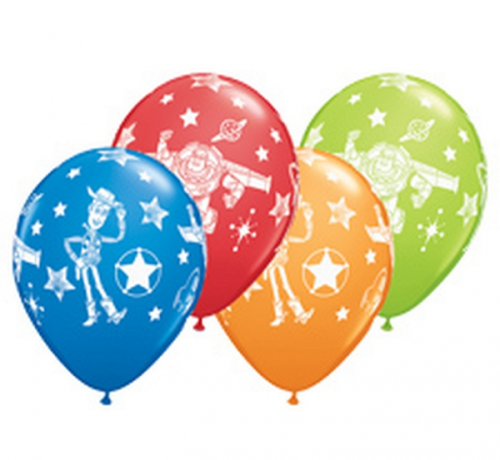 Balloon QL with printing Toy Story Stars, pastel colours assorted / 25 pcs.