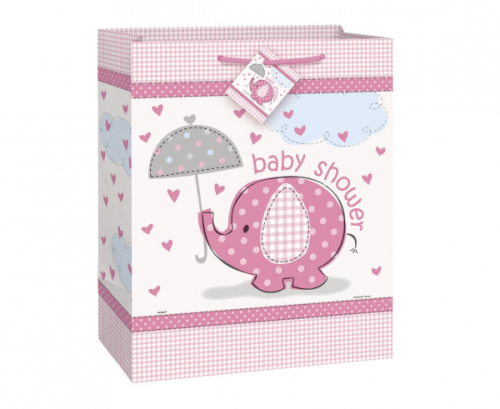 Party bag Baby Shower - Elephant, pink, 32x26 cm