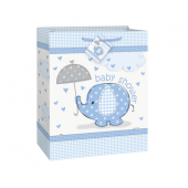Party bag Baby Shower - elephant, blue, 32x26 cm