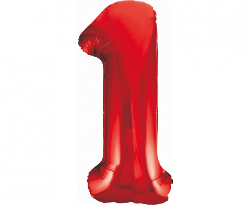 Folija balons numur 1, sarkans, 85 cm Folija balons numur 1, sarkans, 85 cm