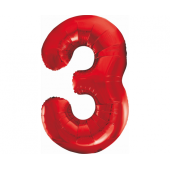 Folijas balons ar numuru 3, sarkans, 85 cm