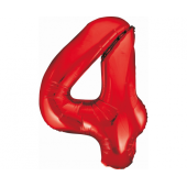 Foil balloon number 4, red, 85 cm