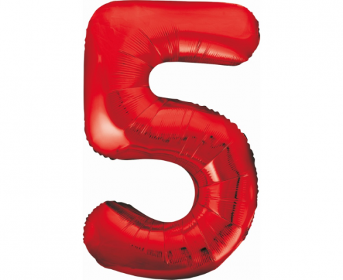 Folija balons ar numuru 5, sarkans, 85 cm