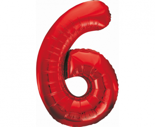 Folija balons ar numuru 6, sarkans, 85 cm